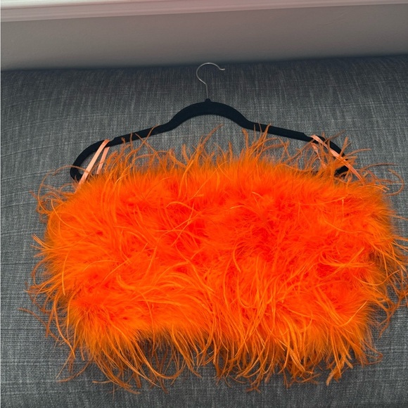 Lamarque Zaina orange feather bustier top M - Picture 2 of 4
